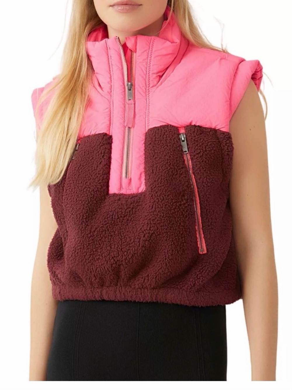 Free People Movement Pink Water-Repellent Fleece Journey Ahead Vest size S